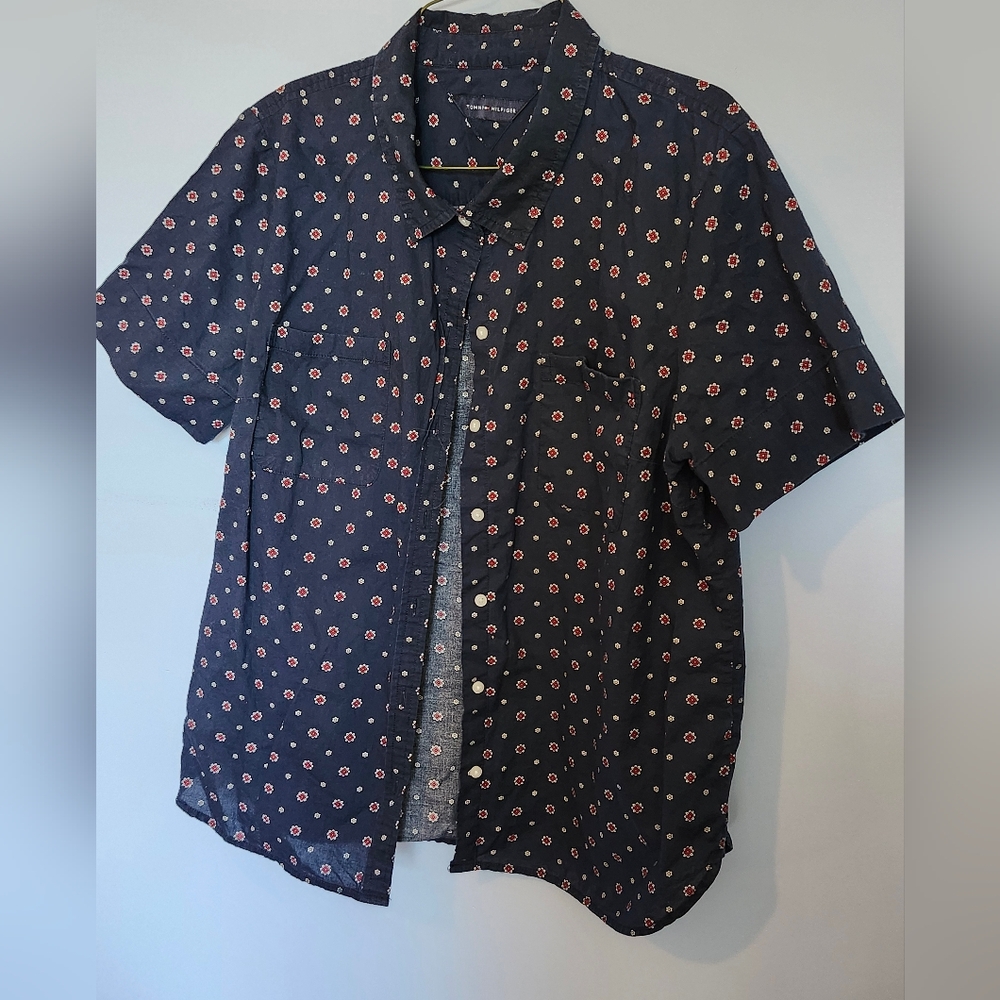 Tommy Hilfiger Dark Blue Floral Button Down Shirt